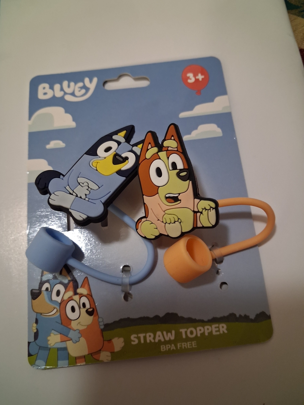 Bluey Character Straw Toppers - Blue & Orange